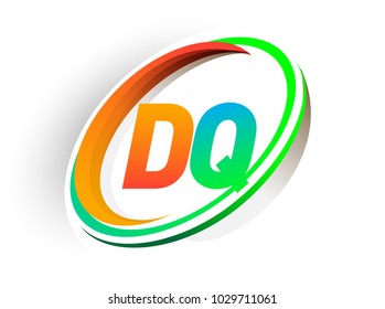 initial letter DQ logotype company name colored orange and green circle and swoosh design, modern logo concept. vector logo for business and company identity.