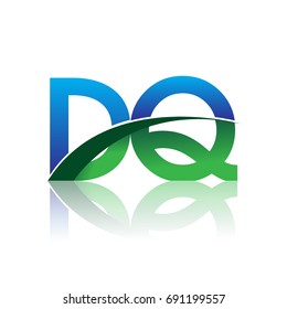 initial letter DQ logotype company name colored blue and green swoosh design. vector logo for business and company identity.
