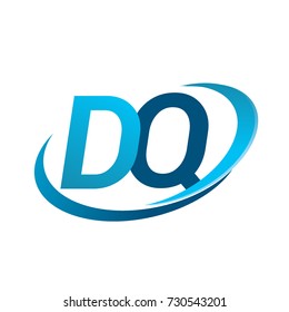 initial letter DQ logotype company name colored blue swoosh design concept. vector logo for business and company identity.