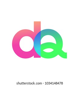 Initial Letter DQ Lowercase Logo green, pink and Blue, Modern and Simple Logo Design.