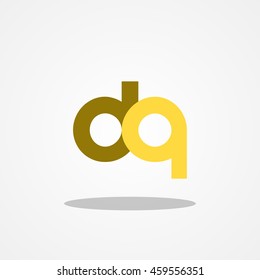 Initial letter DQ lowercase logo design template brown yellow