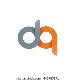 initial letter dq modern linked circle round lowercase logo orange gray