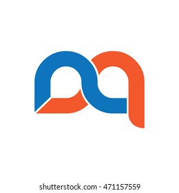 Initial Letter DQ NN Linked Circle Lowercase Logo Blue Orange