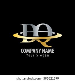 Initial Letter DQ With Overlapping Swoosh Circle Logo