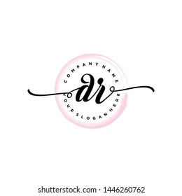 Initial letter DR beautiful handwriting logo vector template