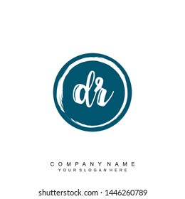 Initial letter DR beautiful handwriting logo vector template