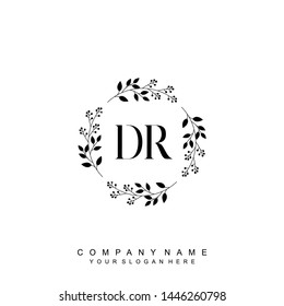 Initial letter DR beautiful handwriting logo vector template