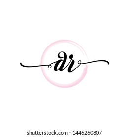 Initial letter DR beautiful handwriting logo vector template