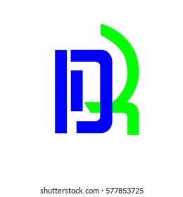 initial letter DR blue and green color logo vector