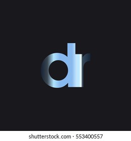 Initial letter DR chrome with dark background logo