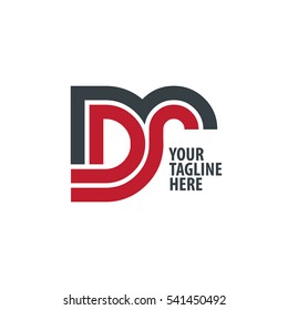 Initial Letter DR DS Linked Design Logo Black Red