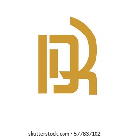 initial letter DR gold color logo vector