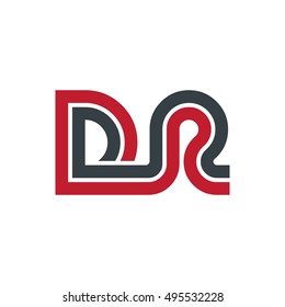 Initial Letter DR Linked Design Logo Red Black