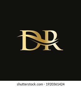 Letra inicial logotipo vinculado DR para identidad empresarial y de empresa. Plantilla de vectores con logotipo DR para carta moderna con diseño moderno