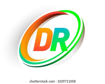 initial letter DR logotype company name colored orange and green circle and swoosh design, modern logo concept. vector logo for business and company identity.
