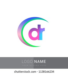 initial letter DR logotype company name, coloreful and swoosh design. vector logo for business and company identity.