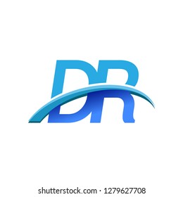initial letter DR logotype company name colored blue and swoosh design. vector logo for business and company identity.
