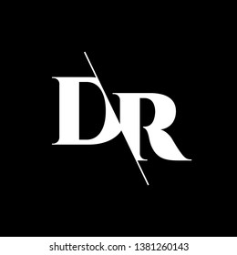 Initial Letter DR Monogram Sliced. Modern logo template isolated on black background