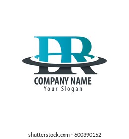 Initial Letter DR With Overlapping Swoosh Circle Logo