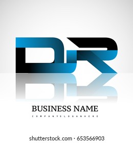 Initial letter DR uppercase modern and simple logo linked blue and black colored, isolated in white background. Vector design for company identity.