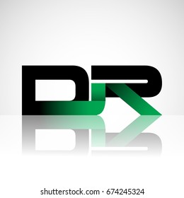 Initial letter DR uppercase modern and simple logo linked green and black colored, isolated in white background. Vector design for company identity.