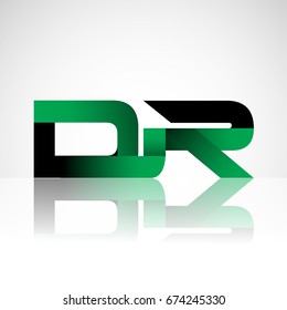 Initial letter DR uppercase modern and simple logo linked green and black colored, isolated in white background. Vector design for company identity.