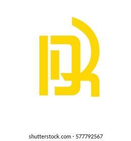 initial letter DR yellow color logo vector