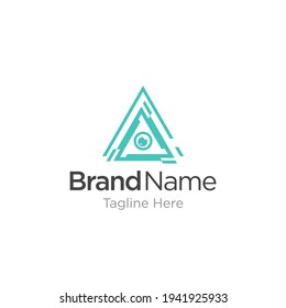 Initial letter A with drone camera logo concept, vector logo template
