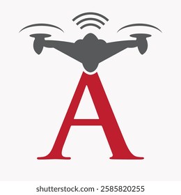 Initial Letter A Drone Logo Design Concept For Agriculture Irrigation Sigh Vector And Template