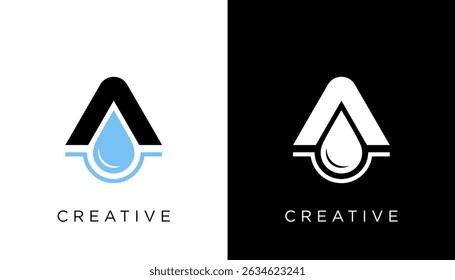 Ein Anfangsbuchstabe Tropfen Wasser Logo Design Symbol Vektor Template Element	
