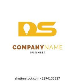 Initial Letter DS Bulb Icon Logo Design Template