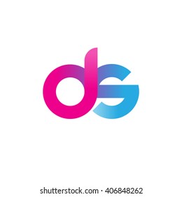 initial letter ds linked circle lowercase logo ping blue purple