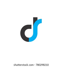 Initial Letter DS Linked Circle Lowercase Logo Black Blue Icon Design Template Element