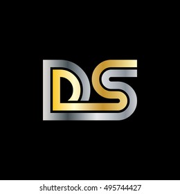 Initial Letter DS Linked Design Logo Silver Gold