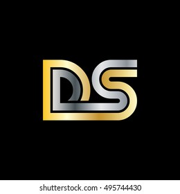 Initial Letter DS Linked Design Logo Gold Silver
