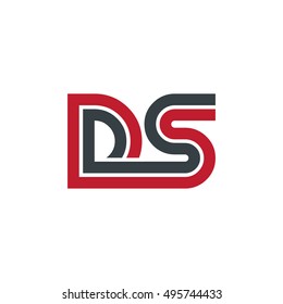 Initial Letter DS Linked Design Logo Red Black