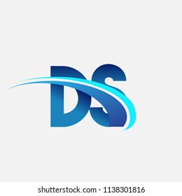 initial letter DS logotype company name colored blue and swoosh design. vector logo for business and company identity.

