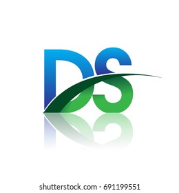 initial letter DS logotype company name colored blue and green swoosh design. vector logo for business and company identity.
