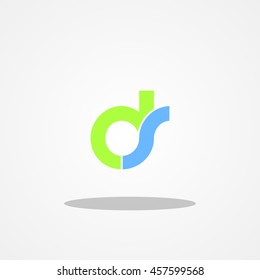 Initial letter DS lowercase logo design template grass green blue sea