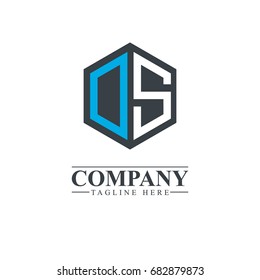 Initial Letter DS OS Hexagonal Design Logo