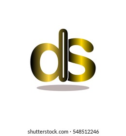 Initial letter DS rounded linked lowercase logo in gold color