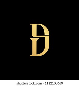 Initial letter DS SD minimalist art  logo, gold color on black background