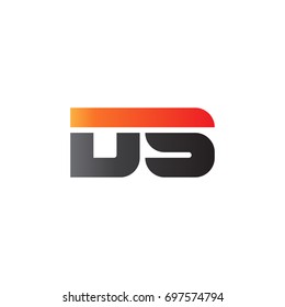 Initial letter DS, straight linked line bold logo, gradient fire red black colors