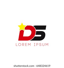Initial letter ds yellow star logo red black