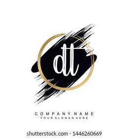 Initial letter DT beautiful handwriting logo vector template