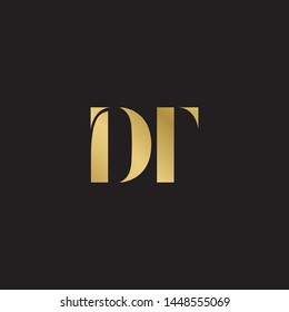 Initial letter dt d t uppercase modern logo design template elements. Gold letter Isolated on black  background. Suitable for business, consulting group company.