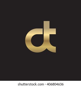 initial letter dt linked circle lowercase logo gold black background