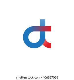 initial letter dt linked circle lowercase logo blue red