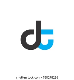 Initial Letter DT Linked Circle Lowercase Logo Black Blue Icon Design Template Element