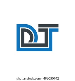 Initial Letter DT Linked Design Logo Blue Black